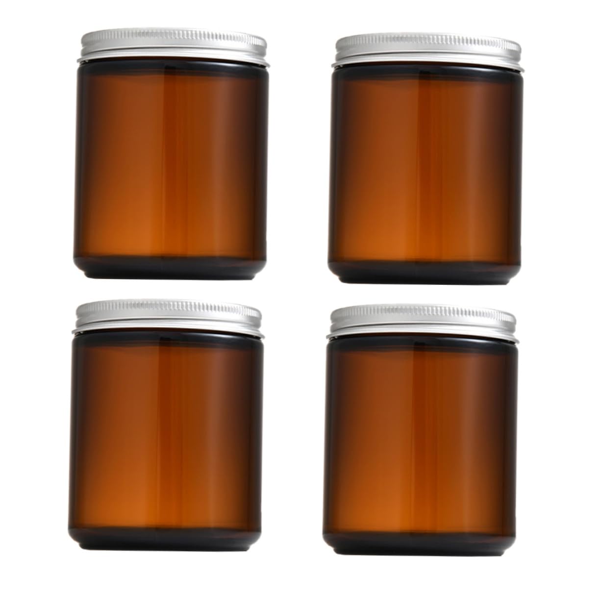 4 Stück Braune Glas Kerzengläser mit Aluminiumdeckel Nachfüllbare Runde Kerzengläser für DIY Soyawachs Eleganter Kerzenbehälter für Aromatherapie und Wohnraumdeko
