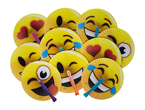 24-Pack of 10 Emoji Face Paper Folding Fans! Great Kids Party Favor! Variety