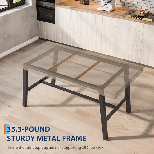 Image of GarveeHome Industrial Dining Table for 2-4, 55 inch Heavy Duty Rectangular Kitchen Table with 2 inchx2 inch Metal Legs, Small Space Dining Table for Kitchen, Dining Room (Grey, 55 inch Non-extendable)