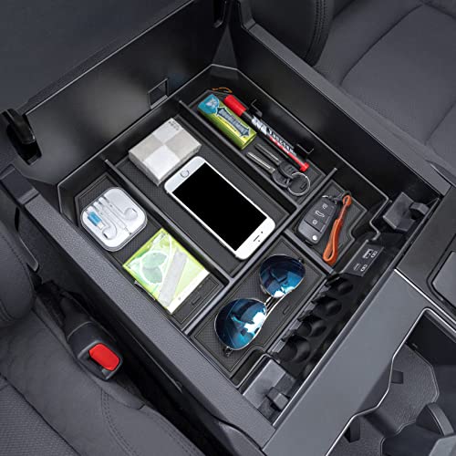 JDMCAR Center Console Organizer Compatible with 2022-2025 2026 Toyota Tundra Accessories and 2023-2026 toyota sequoia Armrest Secondary Storage Box ABS Material with Non-Slip Mats (Black Trim) by JDMCAR - Image 6