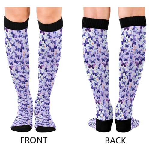 ALAZA Polka Dot Black on White Compression Socks for Women Men Circulation Long Socks Running Athletic Cycling2