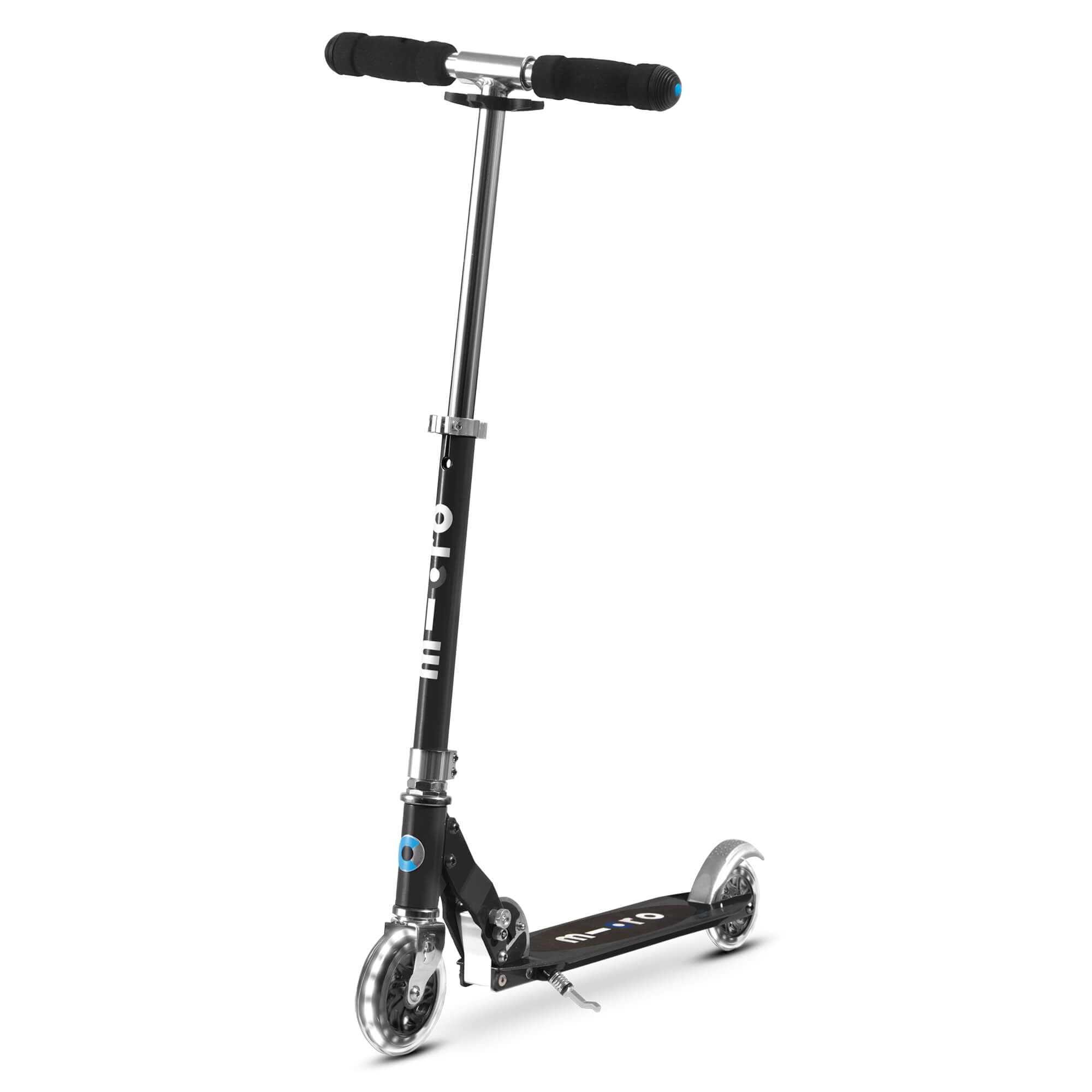 Micro Scooters | Micro Sprite Classic LED Children's Scooter | Handlebar Adjustable | Light Up Wheels | Foldable | Kickstand | 5 to Teen | Boys & Girls | Black โ image 1