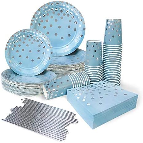 250 Ottin Blue Paper Plate Napkins Party Supplies Disposable Dinnerware for Wedding Birthday Party Baby Shower Bridal Christmas New Year Children’s Party