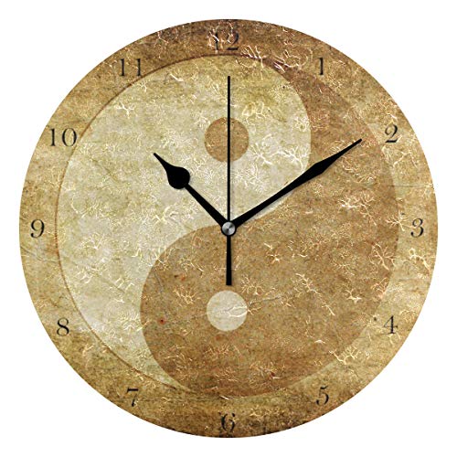 LAZEN Símbolo de Yin Yang Redondo sin tictac silencioso Lindo Reloj de Pared para Oficina Cocina Dormitorio decoración del hogar