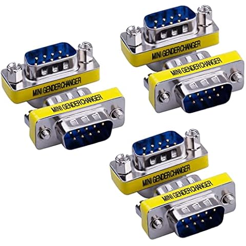 Warmstor 6-Pack 9Pin RS232 Serial Cable DB9 Male to Male Mini Gender Changer Adapter Coupler Connector Cover