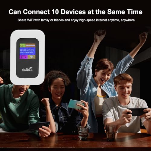Image of 4G WiFi Hotspot, Mobile Hotspot with SIM Card Slot, Pocket WiFi Router Built in 3200MAh Battery, Portable Travel Router for Smartphone Tablet Laptop, 10 Device Connectivity