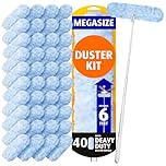 6ft Extendable Duster Handle with 40 Refills, Compatible with Swiffer Duster, Disposable Microfiber Dusting Pads for Home Cleaning, Ceiling, Fan, Window, Hard-to-Reach Areas