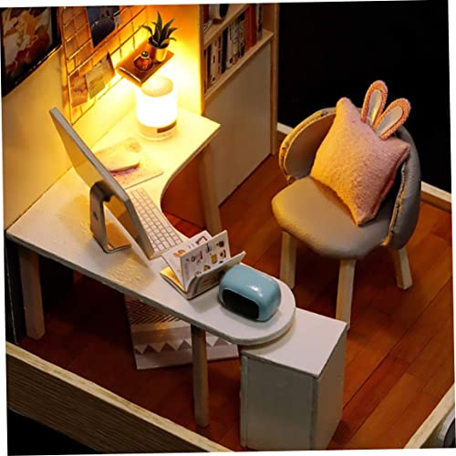 Doll speelgoed houten model huis poppenhuis miniatuur stofomslag mini diy book nook voor kinderen kerstcadeau. - Image 3