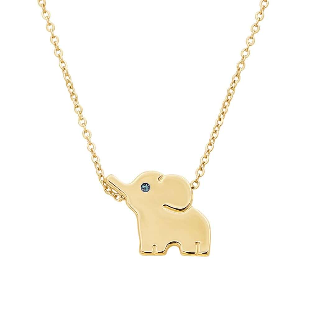 ELBLUVF 18k Plated Stainless Steel Elephant Animal Necklace For Women | Silver Gold Rose Gold Plated Zircon Stone Elephant...