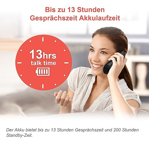VTech CS1450 Bezprzewodowy telefon DECT z automatyczną sekretarką, funkcją głośnomówiącą, blokadą połączeń, identyfikacją dzwoniącego/funkcją połączenia oczekującego, podświetlany ekran, tryb ECO