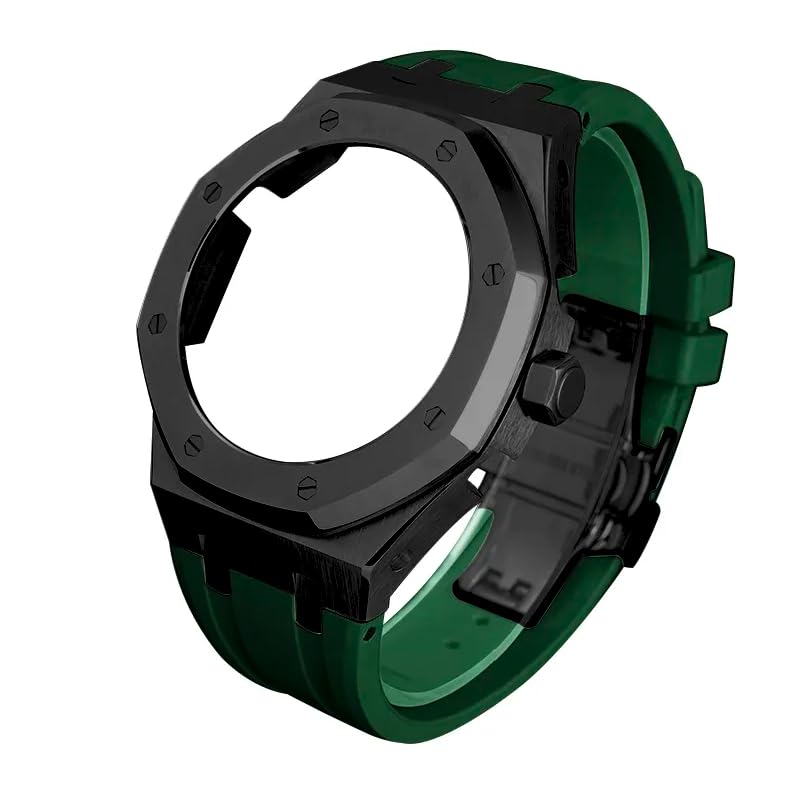 Kit Mod Casioak Steel Case GA2100 bracelet sport customisé noir vert foncé