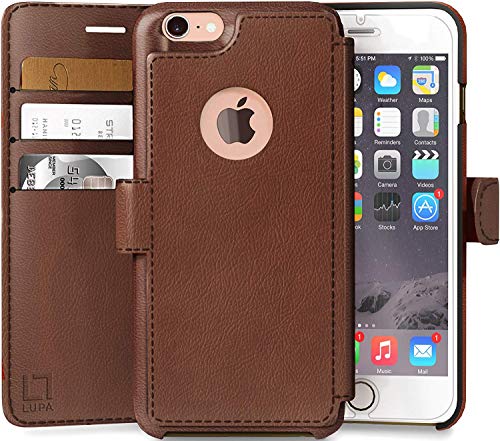 Compatible with iPhone 6S Wallet case, iPhone 6 Wallet Case, Durable and Slim, Lightweight with Classic Design & Ultra-Strong Magnetic Closure, Faux Leather, Light Brown, for Apple iPhone 6s/6