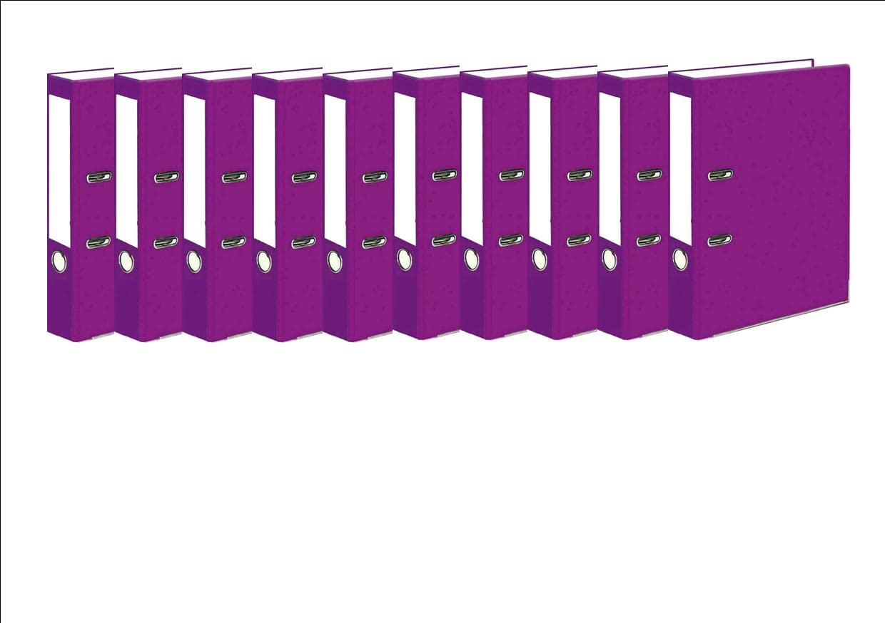 Very Strong Premium Quality Linen Lever Arch Files A4 Heavy Duty by Nobel (Purple, 10 Files)