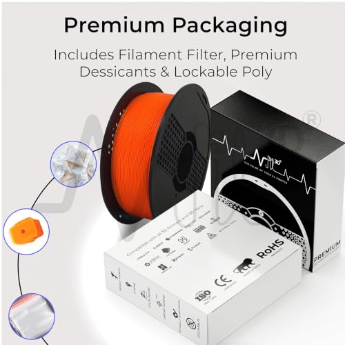 Image of NFIL3D Premium High Strength PLA+ Tangy Orange 3D Printer Filament | Dimensional Accuracy + /- 0.015mm |1.75mm | Easy to Print, No Clogging,Smooth Finish,Tangle-Free |Compatible with All 3D Printers
