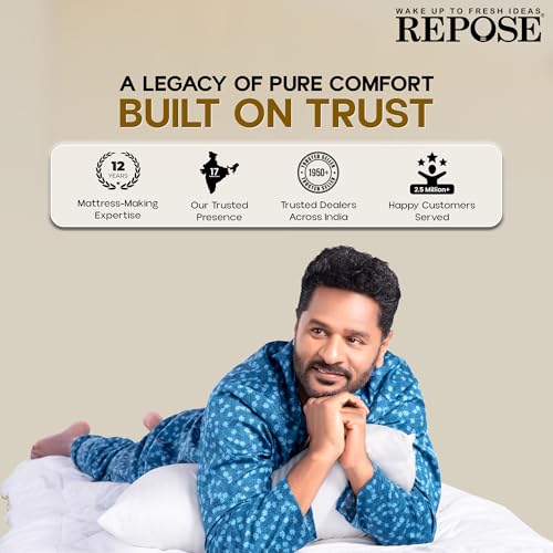 Image of Repose Latexo Natural Latex Mattress | 5 Years Warranty,King Size Bed, Medium Firm, HR Foam with Latex, 6 Inch (75x72x6 Inchs)