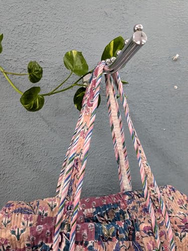 Quilted Tote Shoulder Patch Bag Cotton Handprint Floral Eco friendly Sustainable bag, Yoga Shopping Beach Artist Boho Weekend bag3