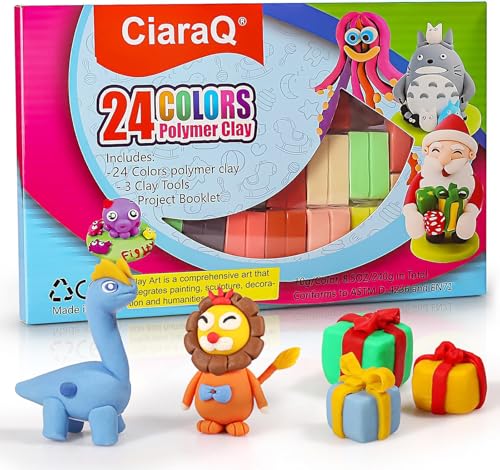 ciaraq 24 colors small block polymer clay starter kit oven bake clay cpsc conformed non-toxic molding diy clay great for kids beginners