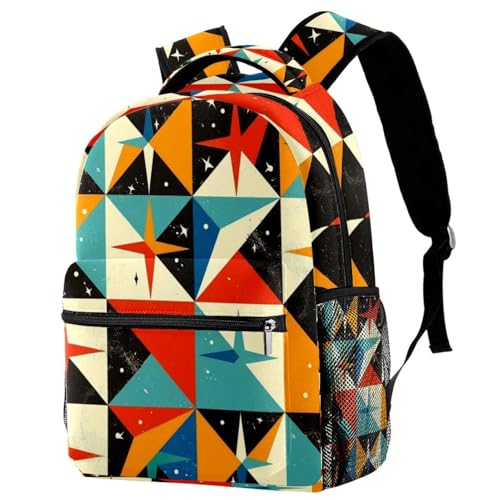 Sac à dos camping randonnée et lycée multicolore géométrique étoiles