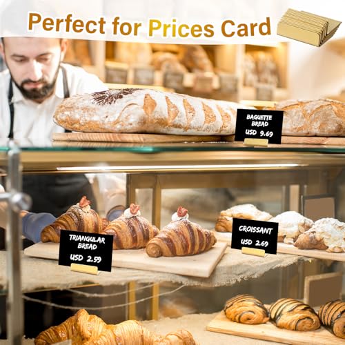 Image of 30 Pcs Place Card Holders Gold Table Card Holder Table Number Stands Antique Small Signs for Display Price Tags Food Signs Reception Party Photo Wedding Favor(Matte Finish)