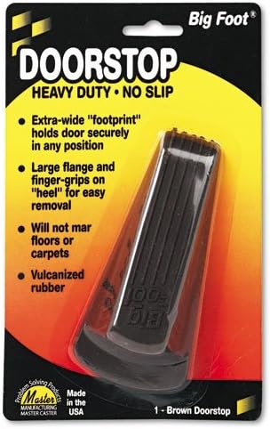 Big Foot Doorstop, No-Slip Rubber Wedge, 2-1/4w x 4-3/4d x 1-1/4h, Brown, Sold as 1 Each