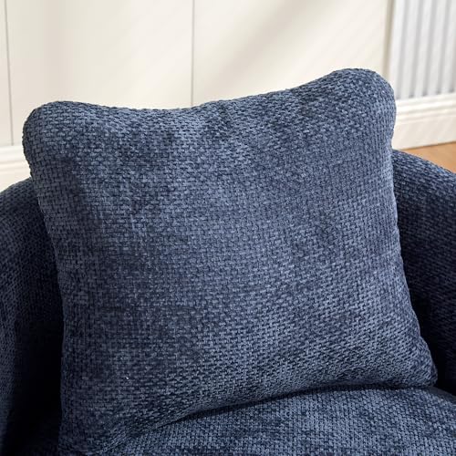 Sillón Redondo Giratorio Chenille Azul miniatura 6