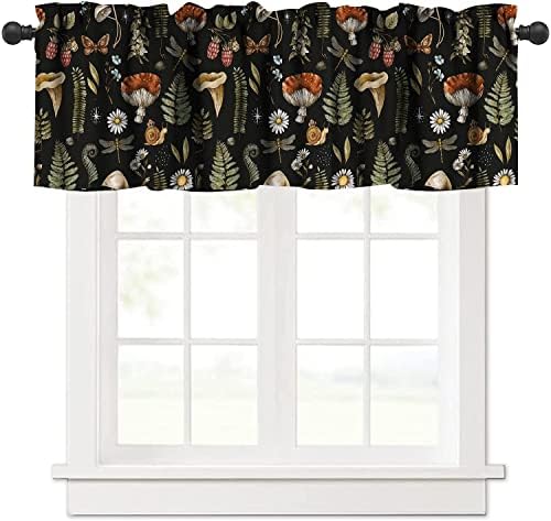 Mushroom Pinecone Window Valance – 54x18 Inch Curtain Valance For Kitchen, Living Room