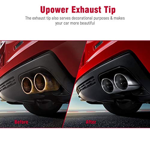 Upower 2.5" To 3" Dual Exhaust Tip 2 1/2 Inch Inlet 3 Inch Outlet 9.5" Length Exhaust Tailpipe Tips 304 Polished Stainless Steel 1.2Mm Thickness Double Wall Slant Rolled Edge #TOP6