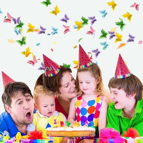 Image of BEISHIDA 5 Pieces 3D Colorful Butterfly Paper Garland Hanging Decorative Banner for Home Ceiling Decor Birthday Party Baby Shower Wedding Theme Showcase Decoration Supplies Total 393 Inch Length
