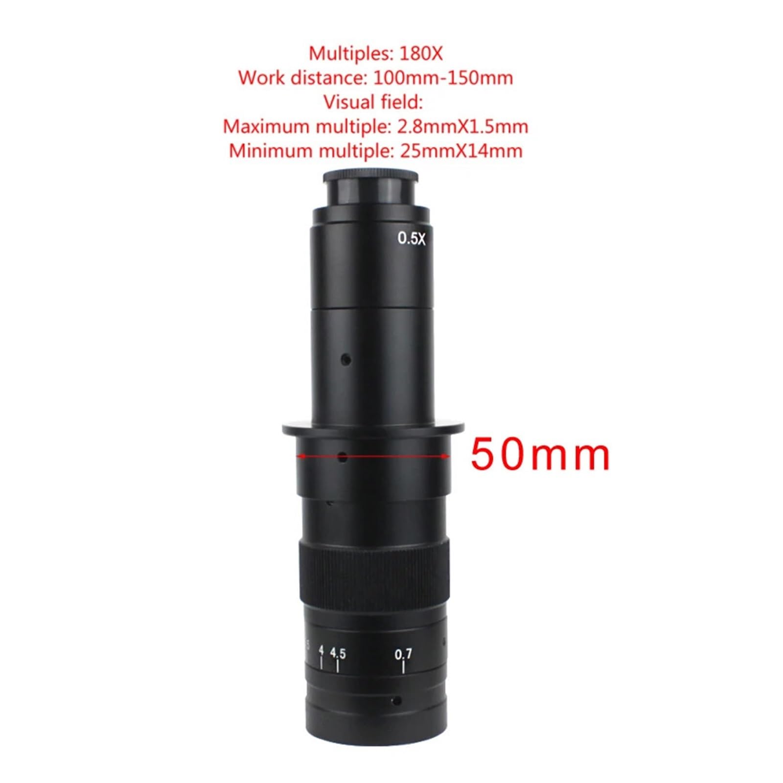 Adjustable Magnification 100X 130X 180X 200X 300X 360X 500X Zoom C Mount Lens For HDM/I VGA USB Industry Video Microscope Camera