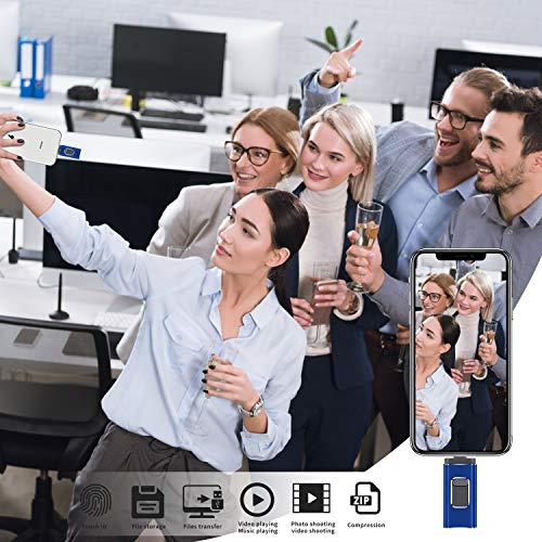 USB Flash Drive for iPhone 512GB, iPhone Memory Stick, iPhone Photo Stick External Storage for iPhone/PC/iPad/Android and More Devices with USB Port (512GB, A-Blue)