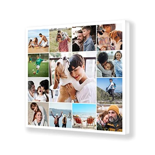 OOPS ORIGINALOOPS.COM, Lienzo collage personalizado con tus fotos. De 2 a 13 fotos, varios tamaños. Regalo personalizado. (50x50, 12+1 fotos - Cuadrado)
