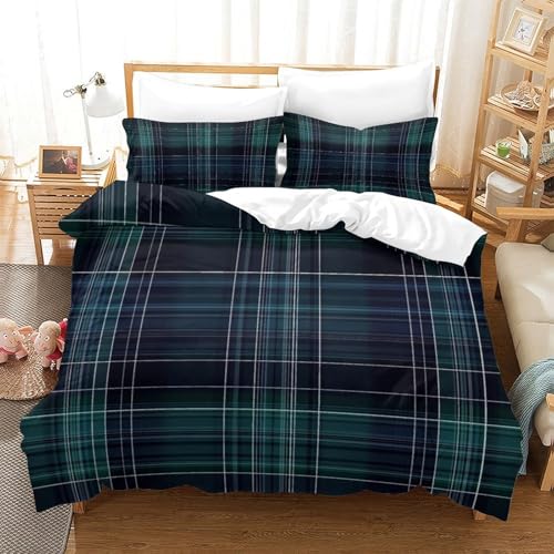Parure de lit tartan 140x200 cm en microfibre imprimée 3D - 3