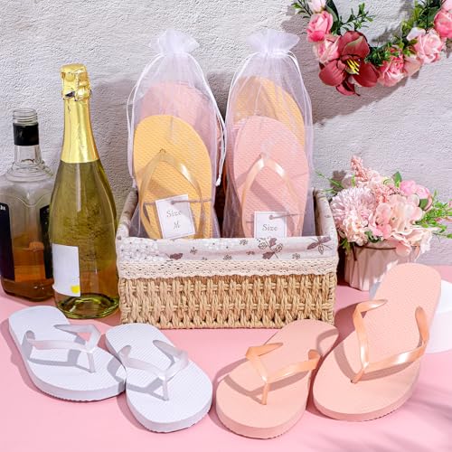Image of Unittype Flip Flops Bulk for Wedding Guest Slippers Wedding Flip Flops with Cards Bags for Pool Beach Party