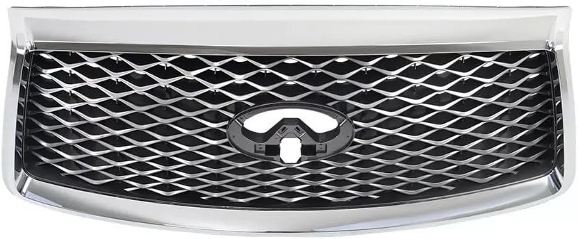 Chrome & Black Insert Front Grill Grille w/Camera Option Compatible with 2018 2019 2020 2021 Infiniti QX80