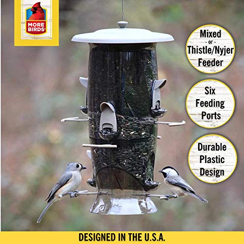 More Birds Abundance Bird Feeder, Combination Mixed Seed and Thistle, 6 Feeding Ports, 3.5 lb Seed Capacity - Thumbnail 6