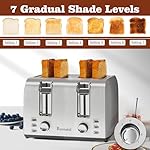 Runnatal 4 Slice Toaster, Full Stainless Steel, Extra-Wide Slot Toaster with 7 Shade Settings and 3 Mode, Defrost, BAGEL, Cancel Functions, Easy to Operate and Clean 120V 1600W Silver Metallic - Image 5