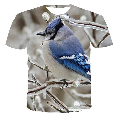 JIFENLI Hombre 3D Estampado Camiseta Summer Owl Animal Camiseta De Impresión Digital 3D para Hombre Cuello Redondo Camisa Suelta Unisex Transpirable con Fondo Jersey De Media Manga
