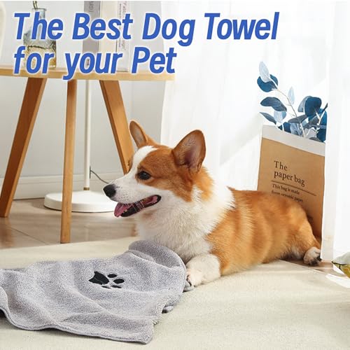 QYRDBGY Hunde Handtuch, 3 Stück Handtuch Hund 75 x 35cm Mikrofaser Hundehandtuch Extra Saugfähig Handtücher Hund für Kleine Mittelgroße Große Hunde Oder Andere Haustiere