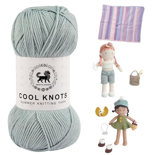 Image of NESTNHAVEN Polyester Blend Cool Knots, Hand Knitting Yarn - Luxury Yarn For Crochet, Amigurumi, Embroidery, Toys, Garments, Flowers And Hobby Projects (Light Grey, 100g)