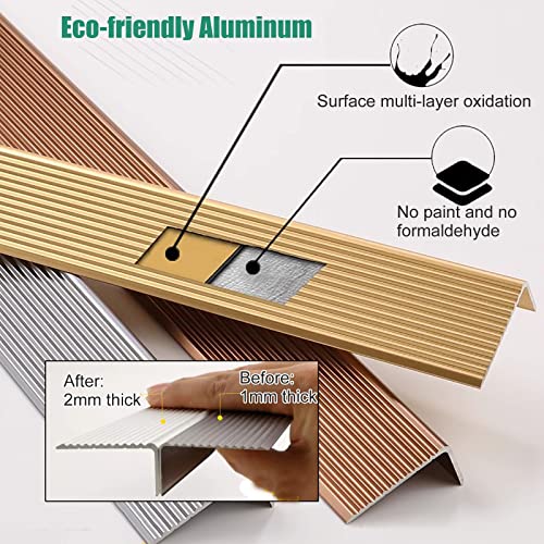 Protector de borde de escalera exterior gris autoadhesivo y peldaños de metal 90cm 3