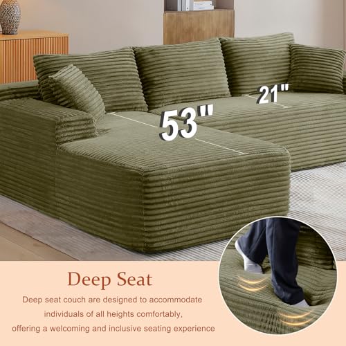 Image of 95 inch Boneless Couch for Living Room, L Shaped Modular Sectional Sofa