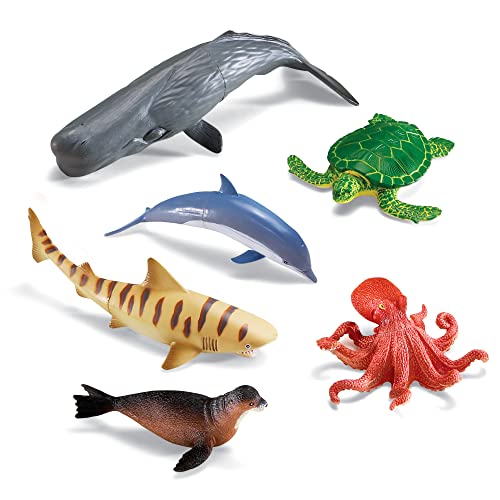 Figuras grandes de océano para juego sensorial infantil con tortuga y delfín