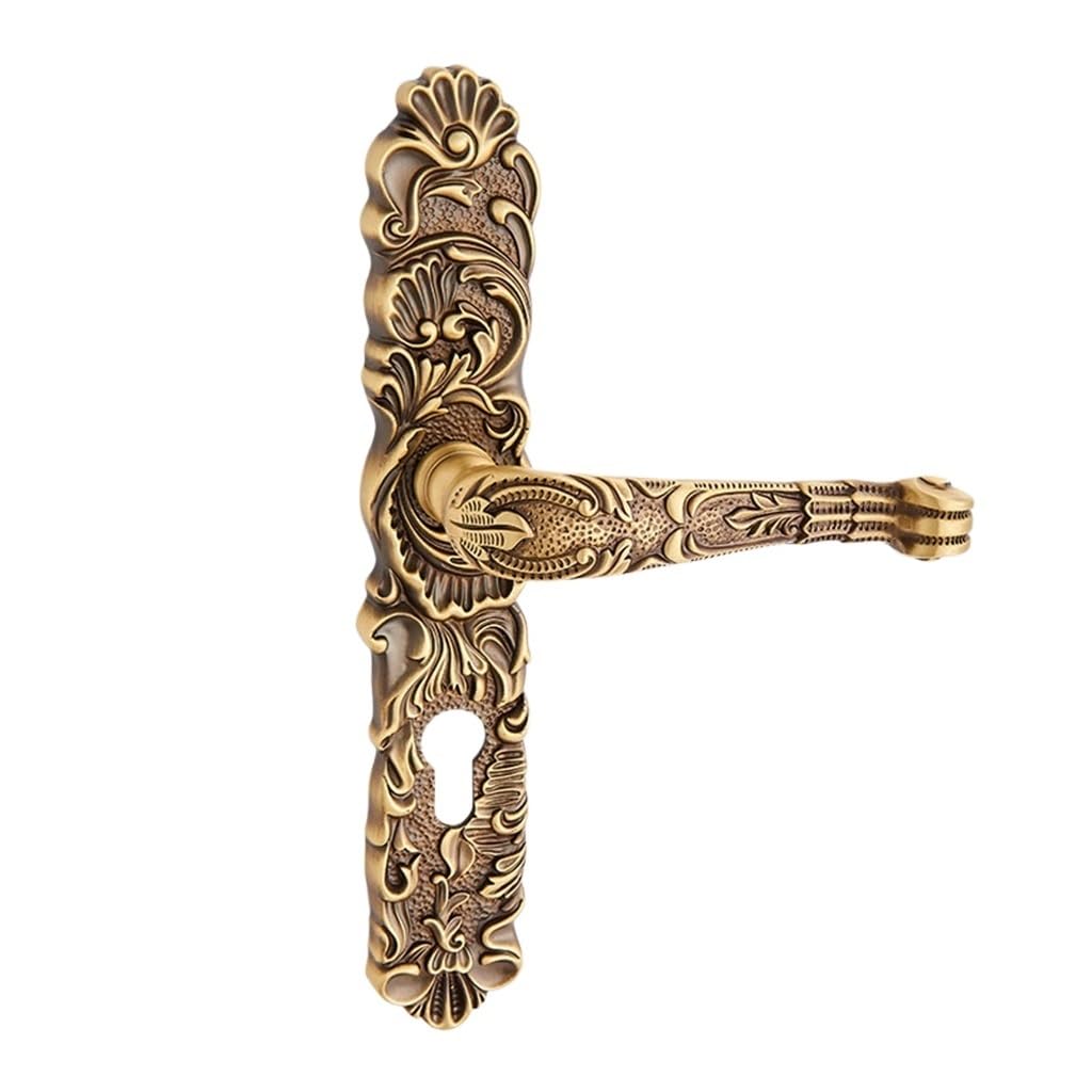 MOBYGKFY Vintage Full Copper Gold Color Bedroom Door Lock Villa Wooden Latch