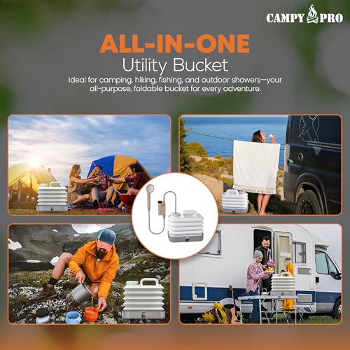 Pack de 2 Tanques de Agua Plegables Campy Pro 2.6 Galones (10 L) - Recipientes Portátiles de Polietileno Libre de BPA para Camping, RV y Emergencias miniatura 7
