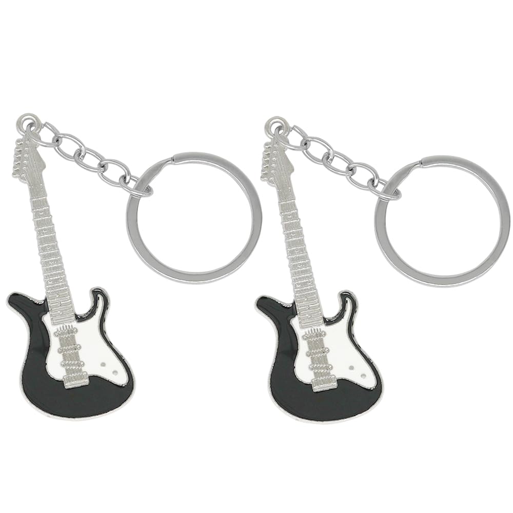 Moydolo Music Guitar Keychain Pendant Bass Charms Key Chain Ring Gift for Music Lover