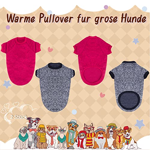 RANYPET 2 Stück Große Hundepullover für Winterhunde Klassischer Strickpullover Weiche Verdickung Warme Hundekleidung für Mittelgroße Hunde 3XL