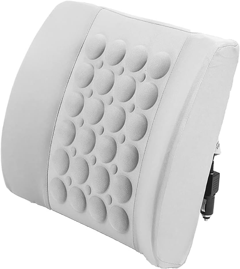 Electric Vibration Car Massager Waist Pillow Back Lumbar Supporting Pillow Cushion Seat Essential Accessories(Gray)