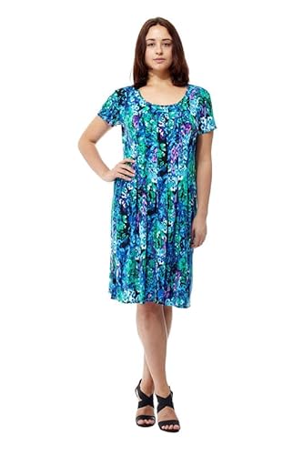 LA CERA Women's Pleat Front Short Sleeve Printed Dress