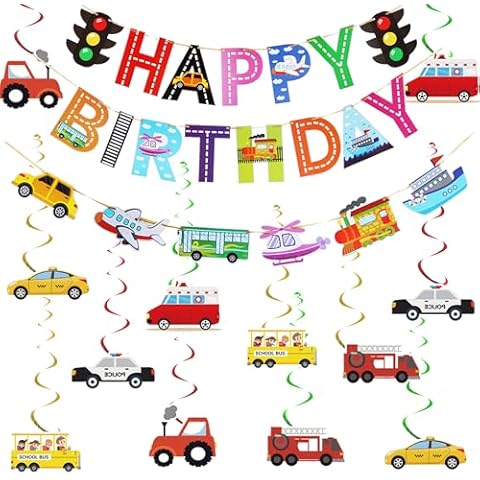 Car Birthday Decorations - 33 Piece Set Cover