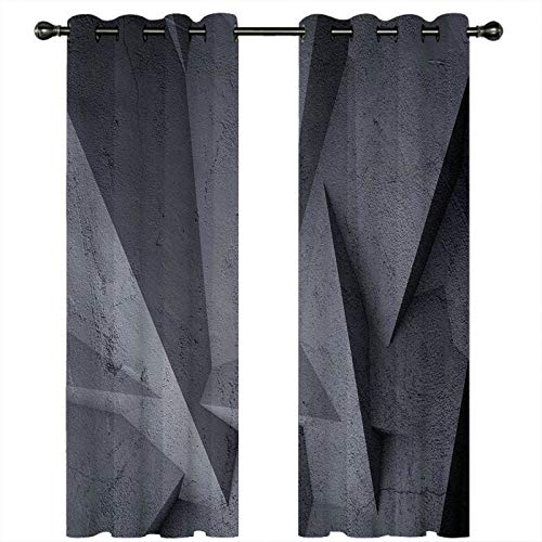 Image of ANAZOZ Living Room 2 Panel Sets,3D Matte Geometric Gray Black,Blackout Polyester Curtains for Bedroom,2 x 42 W x 54" H